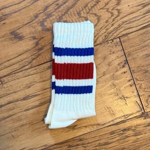 Classic Athletic Striped White, Blue, and Red Socks